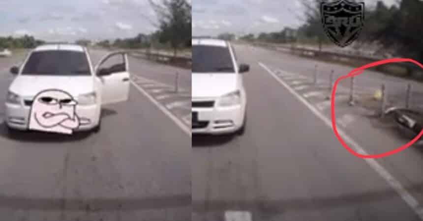 Rakaman Video Penumpang Saga Buang Sampah Tengah Jalan Ini Buat Netizen