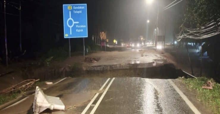 Pembentung Runtuh, Jalan Kota Kinabalu- Sandakan Terputus